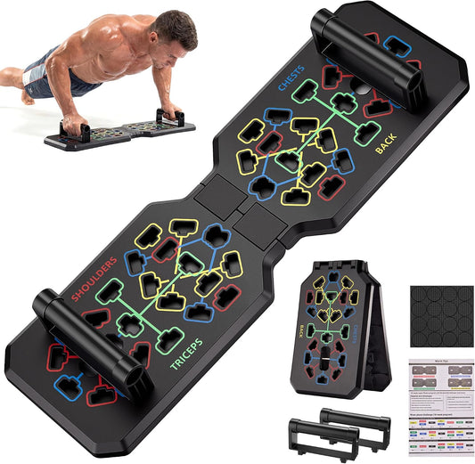 Foldable Pushup Stands Board Fitness,Workout Equipment for Home Gym, Men & Women Adjustable Pushup Board for Chest, Abs, Arms & Core Training,Portable Foldable Workout Board for Full Body Strength Training