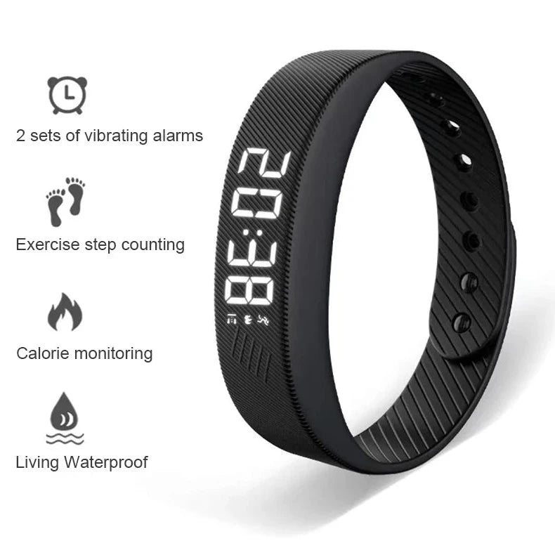 Smart Bracelet LED Digital Vibration Alarm Wrist Waterproof Smart Clock Smartband with Running Pedometer Monitor Smart Band