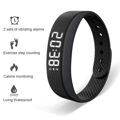 Smart Bracelet LED Digital Vibration Alarm Wrist Waterproof Smart Clock Smartband with Running Pedometer Monitor Smart Band