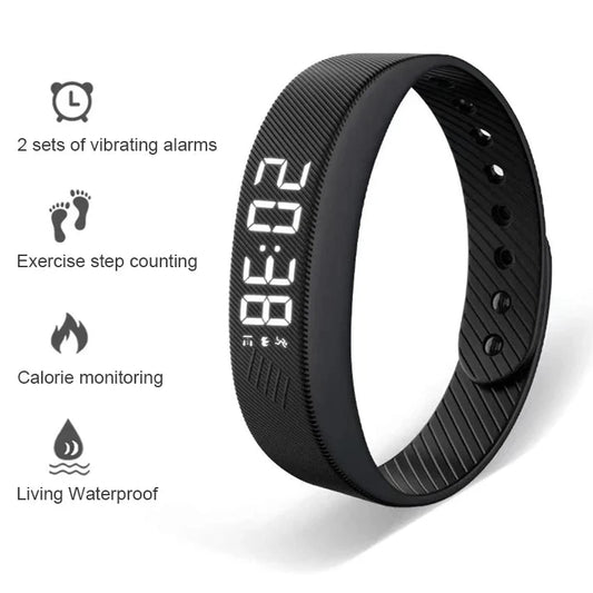 Smart Bracelet LED Digital Vibration Alarm Wrist Waterproof Smart Clock Smartband with Running Pedometer Monitor Smart Band