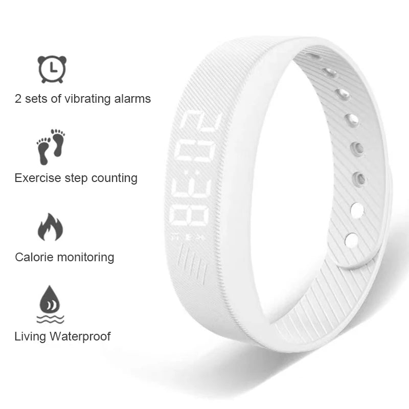 Smart Bracelet LED Digital Vibration Alarm Wrist Waterproof Smart Clock Smartband with Running Pedometer Monitor Smart Band